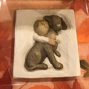 Willow Tree “Hug” boy with dog plaque